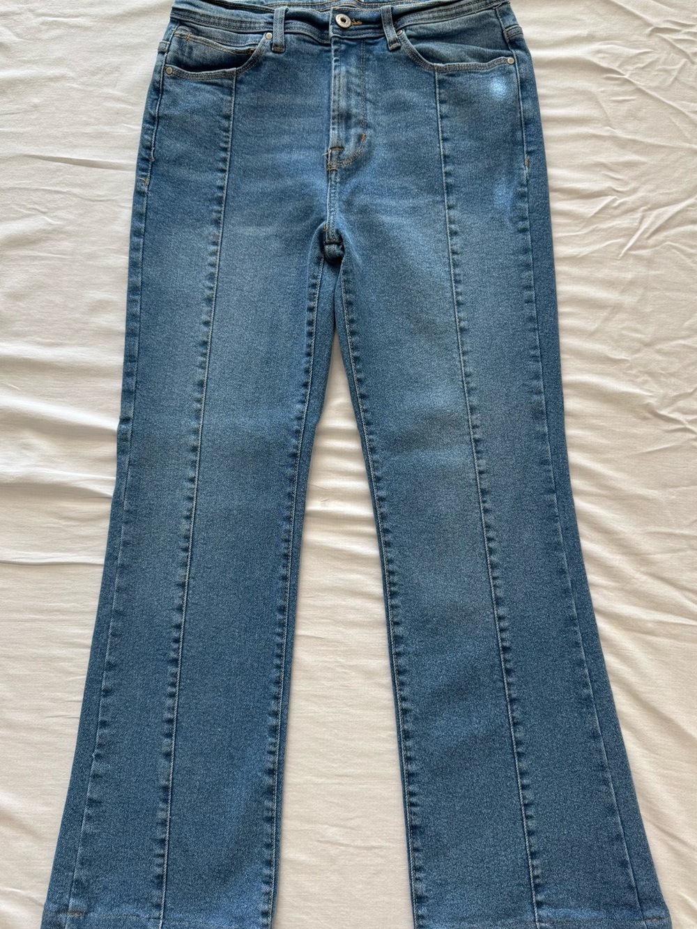 Kensie Blue Flared Seam-Front Jeans